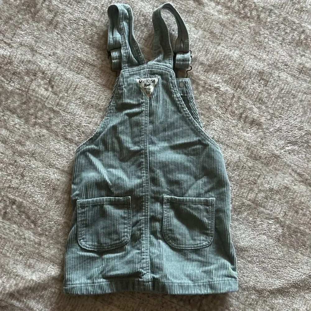 Oshkosh bgosh size 4 green/gray corduroy overalls dress
